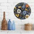 thumbnail image 3 of Yayeee 10" Wall Clock Battery Operated Quartz Round Silent Non-Ticking Home Decor, Navy Floral Pattern, 3 of 6