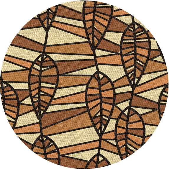 Ahgly Company Indoor Round Patterned Cantaloupe Orange Area Rugs, 3' Round