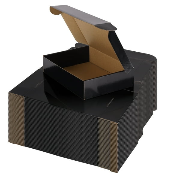 CRUGLA 40 Pack 9x6x2 Shipping Boxes for Small Business, Black Packaging Cardboard Boxes, Moving Mailing Packing Box, Black