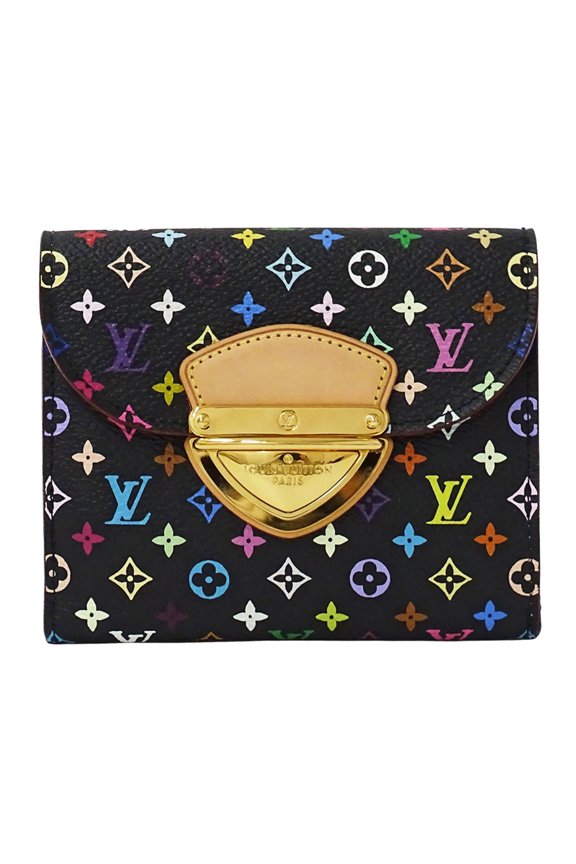 Pre-Owned Louis Vuitton Monogram Multicolore Women's Bifold Wallet Portefeuille Joy Noir Violet...