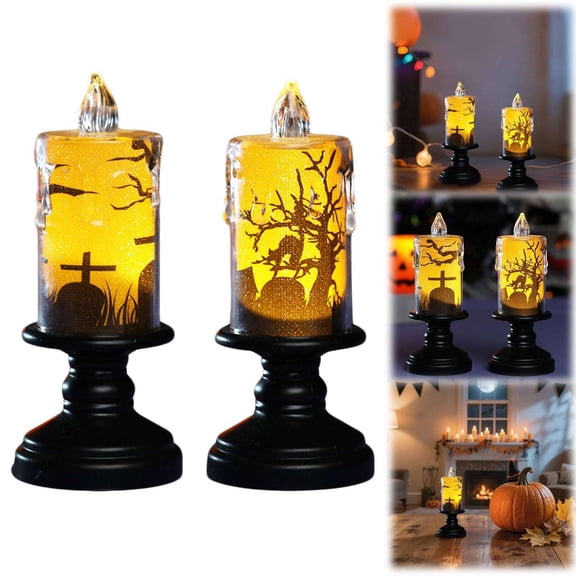 CoreLiving Halloween Candles Flickering Flameless Candles Spooky LED Battery Operated Candle Light for Table Fireplace Indoor Halloween Decor