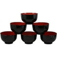 thumbnail image 6 of Pack Of 10 Japanese Black Red Lacquer Copolymer Plastic Large Ramen Bowls 38oz, 6 of 6