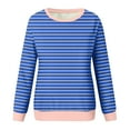 thumbnail image 4 of hxobax Womens Fall Winter Fleece Sweatshirts Striped Colorblock Pullover Tops Long Sleeve Jumper Top, 4 of 5