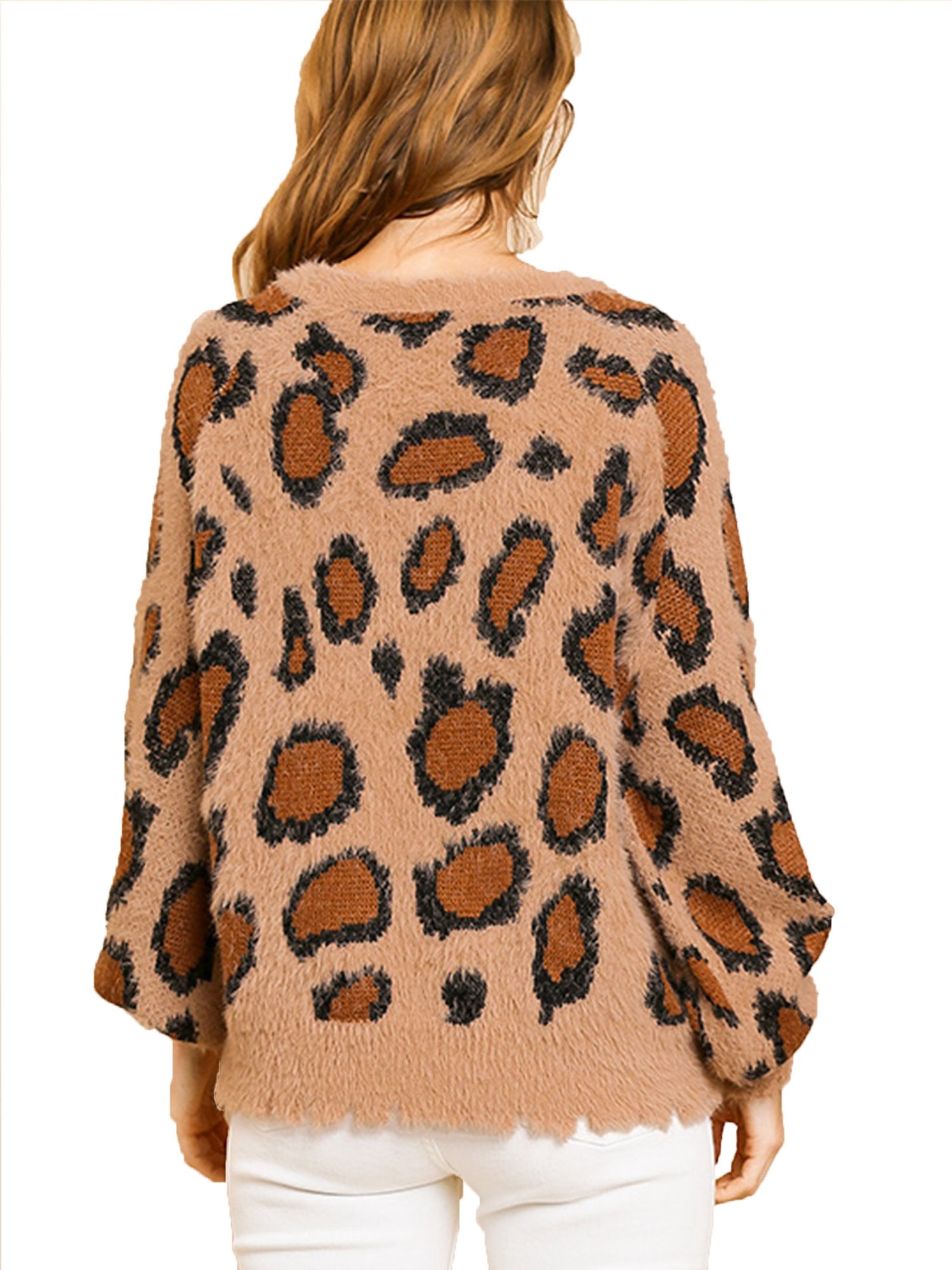 Latte Animal Print Long Puff Sleeve 