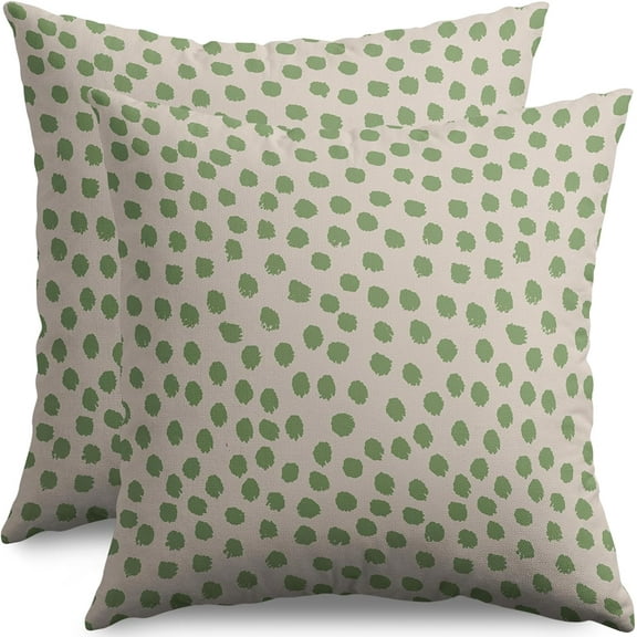 Sage Green Pillow Covers 18x18 Set of 2 Sage Cream Polka Dot Boho Style Print Decorative Throw Pillow Cases Outdoor Farmhouse Decoration for Sofa Couch Bed