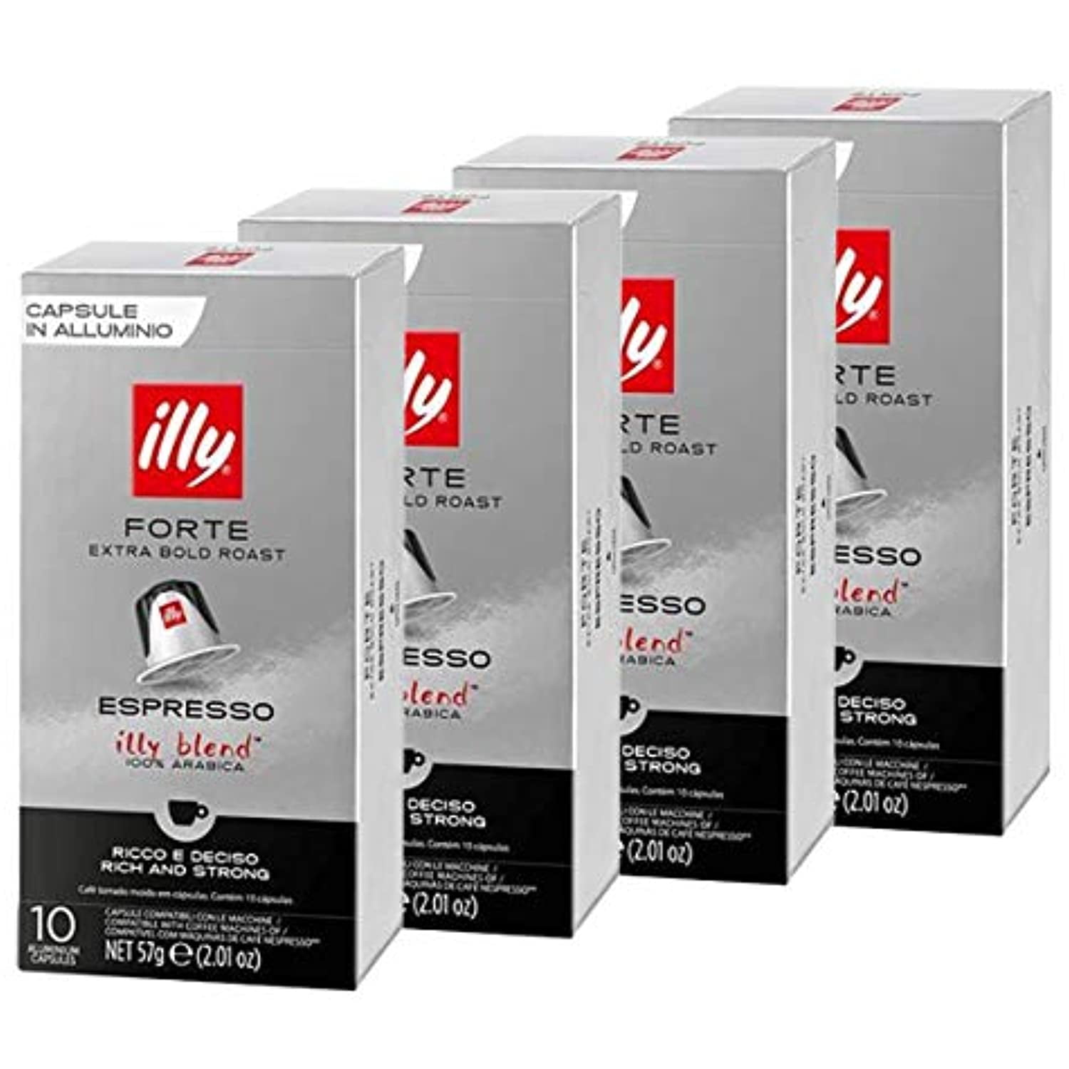 Illy Espresso Forte Coffee, Extra Bold Roast (40-Count Single Serve Capsules,  Compatible With Nespresso Original Line System Coffee Machines) 