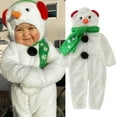 thumbnail image 2 of MQLKF Infant Boys Girls Christmas Long Sleeve Romper Cartoon Snowman Cosplay Hooded Fleece Costume Jumpsuit Scarf Outfits Funny Cute Infant Jumpsuit Clothes, 2 of 9
