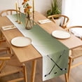 thumbnail image 3 of Sage Green Beige Table Runner - 70 Inch Long, Kitchen Dining Table Runner Dresser Scarves, Ombre Ice Hockey Ball Sport Game Farmhouse Decor for Coffee Tables Wedding Party Banquet, 3 of 8