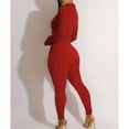 thumbnail image 5 of SMihono Bubble Texture Workout Jumpsuit for Women Zip Up Stand Collar Bodycon Romper Fashion Trendy One Piece Long Bodysuit Red 6, 5 of 6