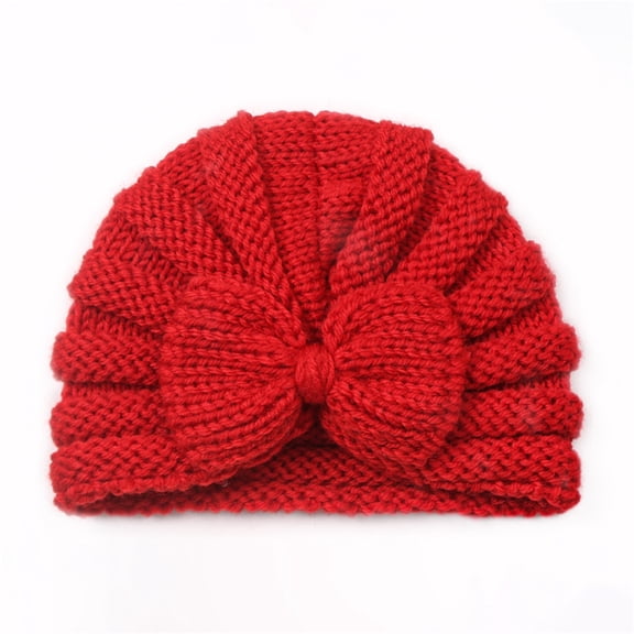 SHUNSUI Toddler Knitted Turban Hat Bowknot Cotton Elastics Headwear Babies