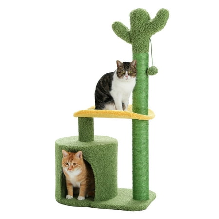 Made4Pets Cactus Cat Tree with Sisal Scratching Post, 18.9"x11.8"x36.6"