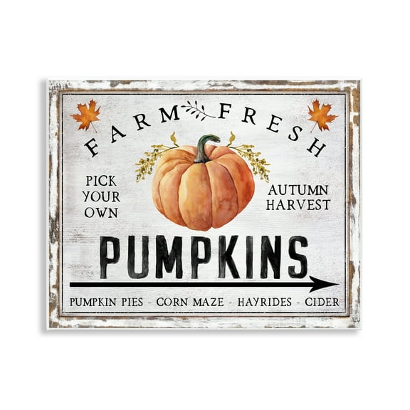 Stupell Industries Farm Fresh Pumpkin Holiday Painting Unframed Art Prints Wall Art, 14 x 11