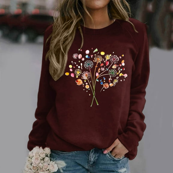 Women'S Sweatshirt Womens Long Sleeve Sweatshirt Womens Pullovers Cute Crewneck Sweatshirt Fall Women Clothes Trendy Clothes L