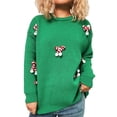 thumbnail image 2 of EchfiProm Christmas Sweaters for Women Green Cozy Pullover Office Crewneck Long Sleeve Adults Tops, 2 of 8