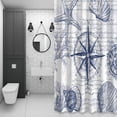 thumbnail image 4 of Vintage Nautical Bathroom Shower Curtain, Summer Navy Blue Compass Shell Starfish Map Waterproof Washable Soft Bath Curtain for Bathtub Decor with 12 Hooks&Grommet, 48x72 Inch, 4 of 9