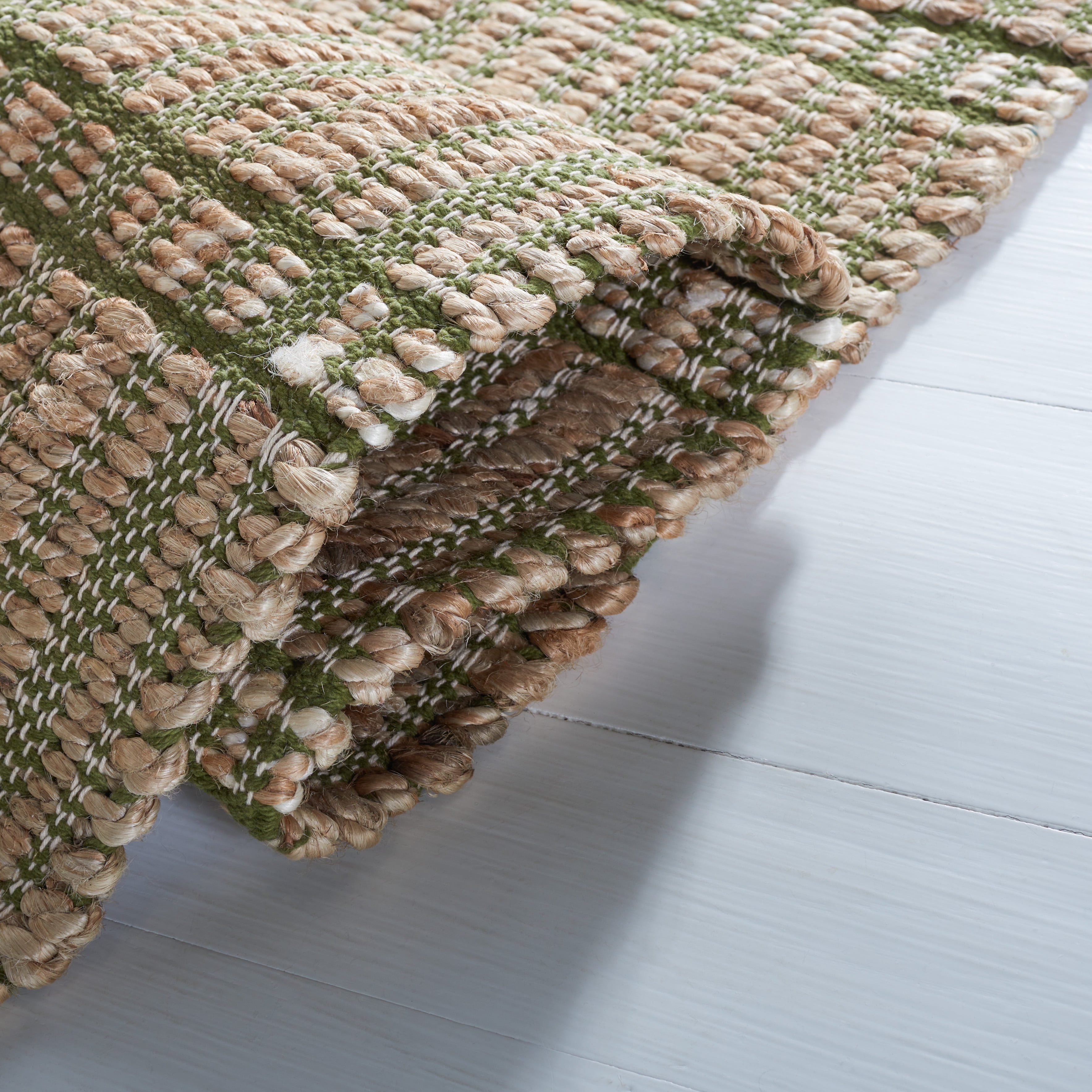 SAFAVIEH Natural Fiber Kostadin Striped Area Rug, Green/Natural, 6'6" x 6'6" Square