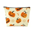 thumbnail image 2 of Hometravel Halloween Zipper Cosmetic Bag, Multi-Pattern Spooky Makeup Pouch, Reusable Canvas Travel Storage Bag for Makeup, Toiletries, Small Accessories Organizer, 2 of 7