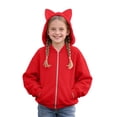 thumbnail image 2 of RFQWOVSR Girls Cat Ear Zip Up Hoodie Jacket Oversized Casual Long Sleeve Fall Top 5-6 Years, 2 of 6