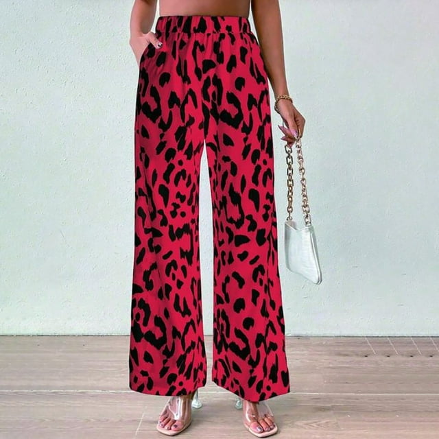 Mefallenssiah Pantalons pour Femmes 2024! Pantalons à Enfiler Imprimé Léopard pour Femmes en Solde