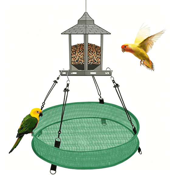 ACDANC Bird Seed Catcher Trays – 20" Diameter X 4" High,Green Spill Guard Platform for Bird Feeders,Outdoor Feeder Accessory