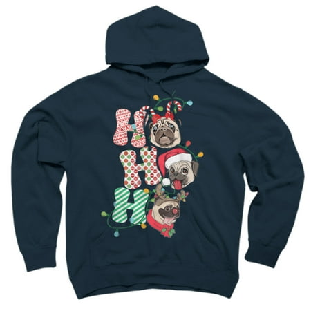 

Pug Christmas Ho Ho Funny Pug Lovers Christmas Pajama Xmas Navy Blue Graphic Pullover Hoodie - Design By Humans 2XL
