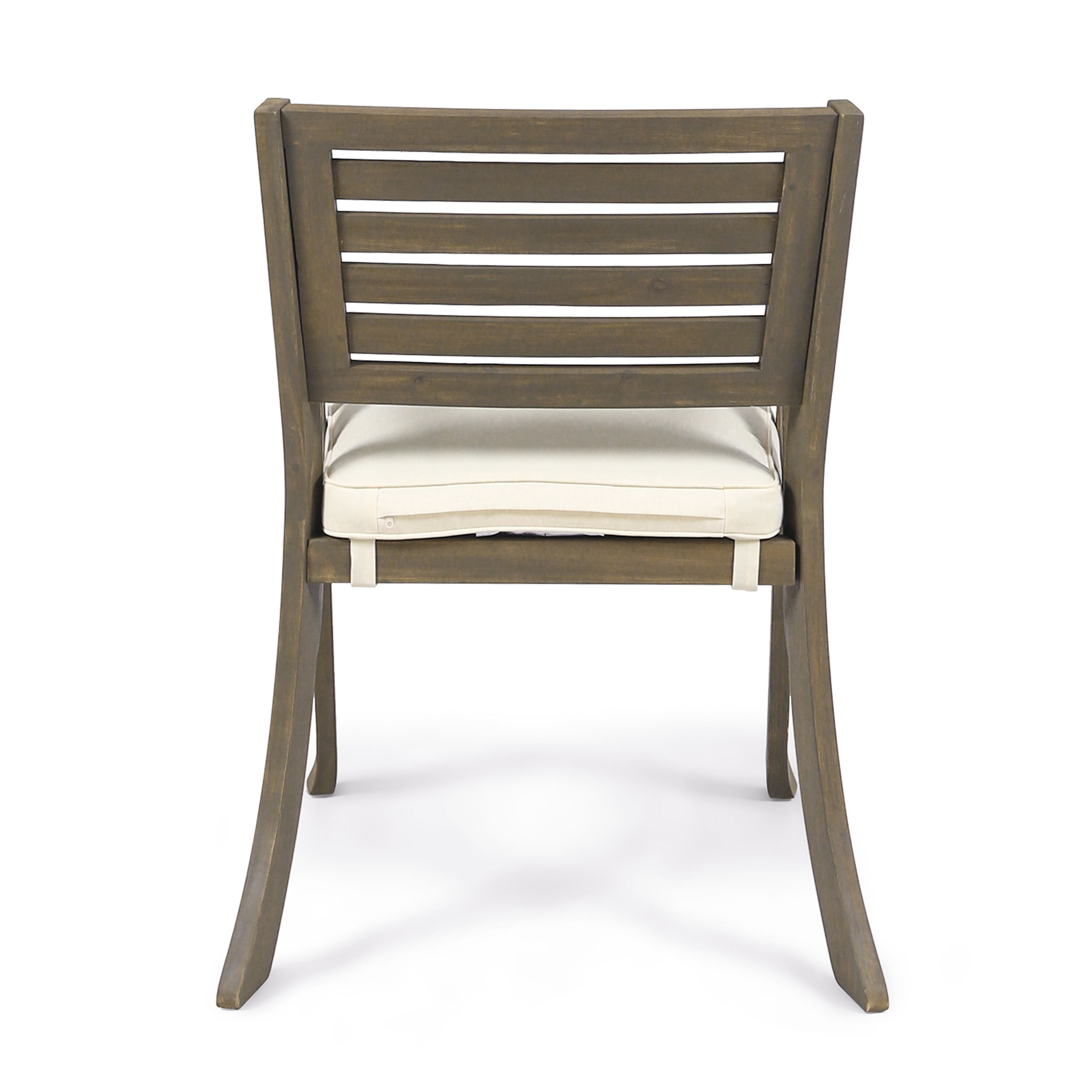 Contemporary Home Living 3-Piece Gray Outdoor Furniture Patio Bistro Set - Cream White Cushions