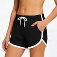 thumbnail image 5 of Karight Womens 3PC Retro Striped Dolphin Hem Athletic Shorts Drawstring Waist Pocketed Workout Running Shorts, 5 of 7