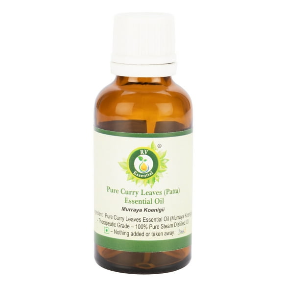 Huile Essentielle de Feuilles de Cari Murraya Koenigii Huile de Feuilles de Cari Huile de Feuilles de Cari pour Cheveux Pure Naturelle Distillée à la Vapeur Qualité Thérapeutique 15ml 0.507oz par R V Essential