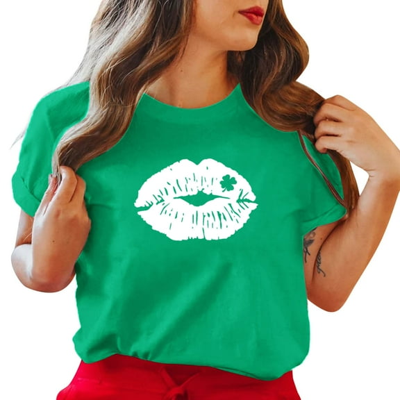 Aayomet St Patrick's Day Oversized T Shirts For Women Women's T Shirts Short Sleeve Casual Tops Loose V Neck Shirts Blouse Tunic Tee Top,Green XXL