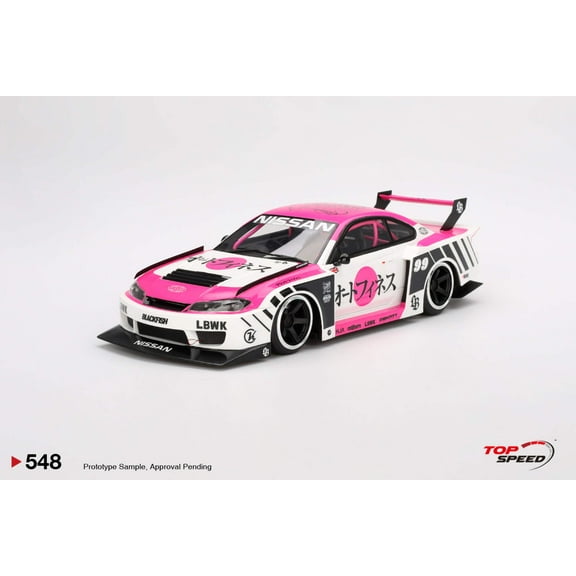 Nissan "LB-Super Silhouette" S15 SILVIA RHD #99 "Auto Finesse - SEMA 2023" White and Pink 1/18 Model Car by Top Speed