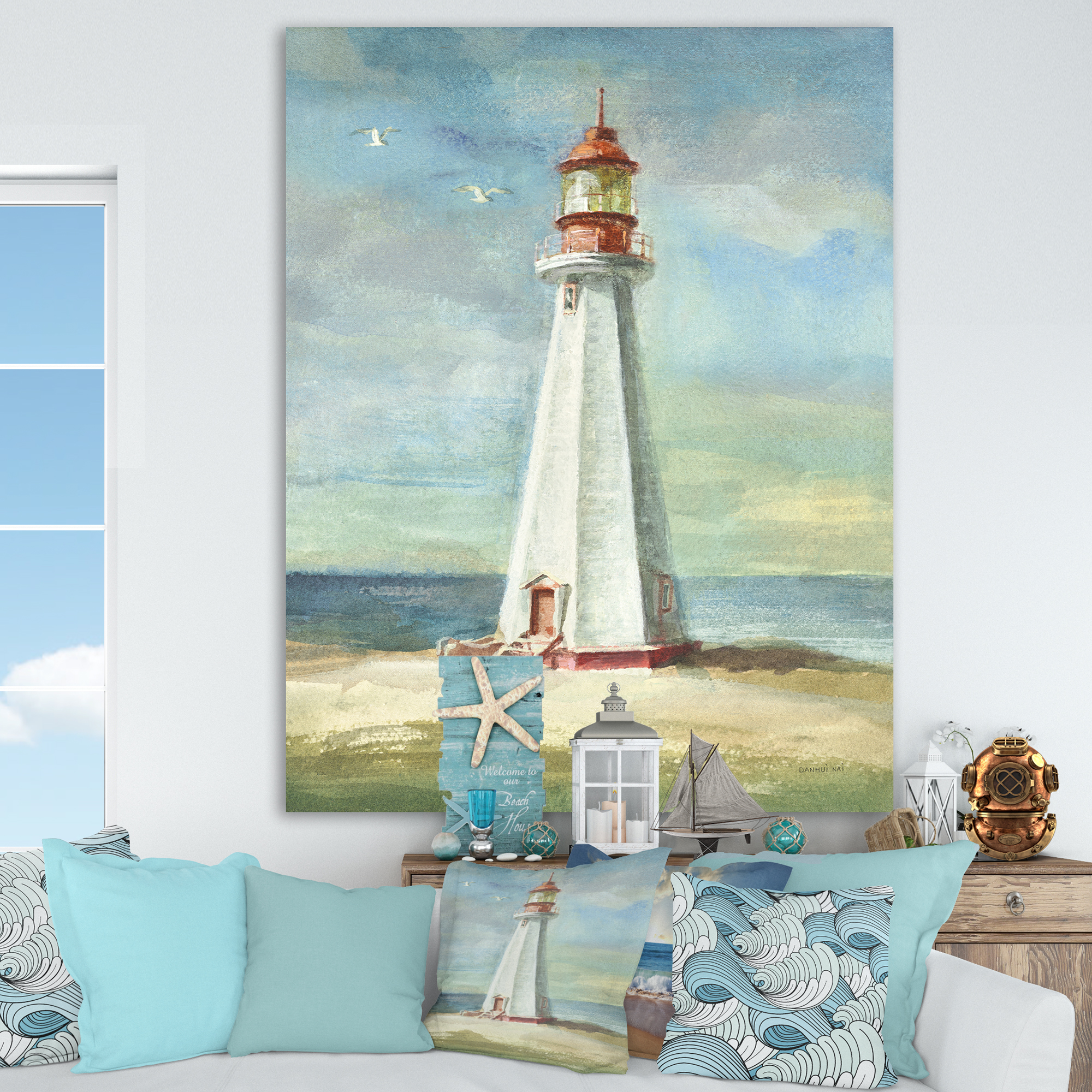 Designart 'Nautical Lighthouse III' Nautical & Beach Canvas Art