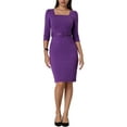 thumbnail image 3 of MODA NOVA Juniors Vintage Pencil Dress Square Neck Puff Sleeve Belted Dresses, 3 of 6