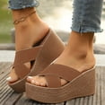 thumbnail image 2 of Mostsola Platform Slippers for Women Slip on Sandals Cross Strap Wedges Heels Casual Summer Heels, 2 of 8