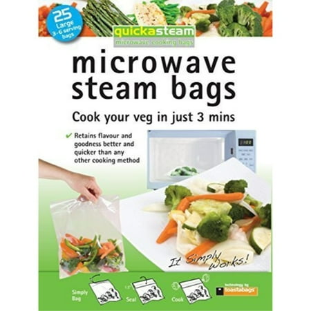 25-pack large quickasteam microwave steam cooking bags for faster, healthier (What's The Best Way To Steam Vegetables)