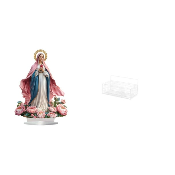 Mesa auxiliar acrílica independiente con estantes metálicos flotantes y cesta de almacenamiento de alambre para el hogar, fiestas, dormitorio, cocina