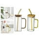 thumbnail image 1 of Taza cuadrada,Vaso de vidrio cuadrado 400ml Vasos de vidrio para beber, Tapas y Mango para Pajitas,Botella de vidrio para beber Vasos transparentes,Taza de té transparente Estilo E BLESIY Taza cuadrada, 1 of 8