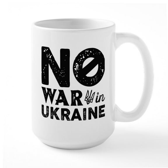 CafePress - No War In Ukraine Large Mug - 15 oz Ceramic Large White Novelty Mug