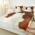 thumbnail image 3 of Manfei Cow Hide Print Bed Sheets,Rustic Farmhouse Cabin King Sheets,Beige Brown Cattle Hide Sheet Set For Adults,Microfiber Bedroom Decor,4-Piece, 3 of 7