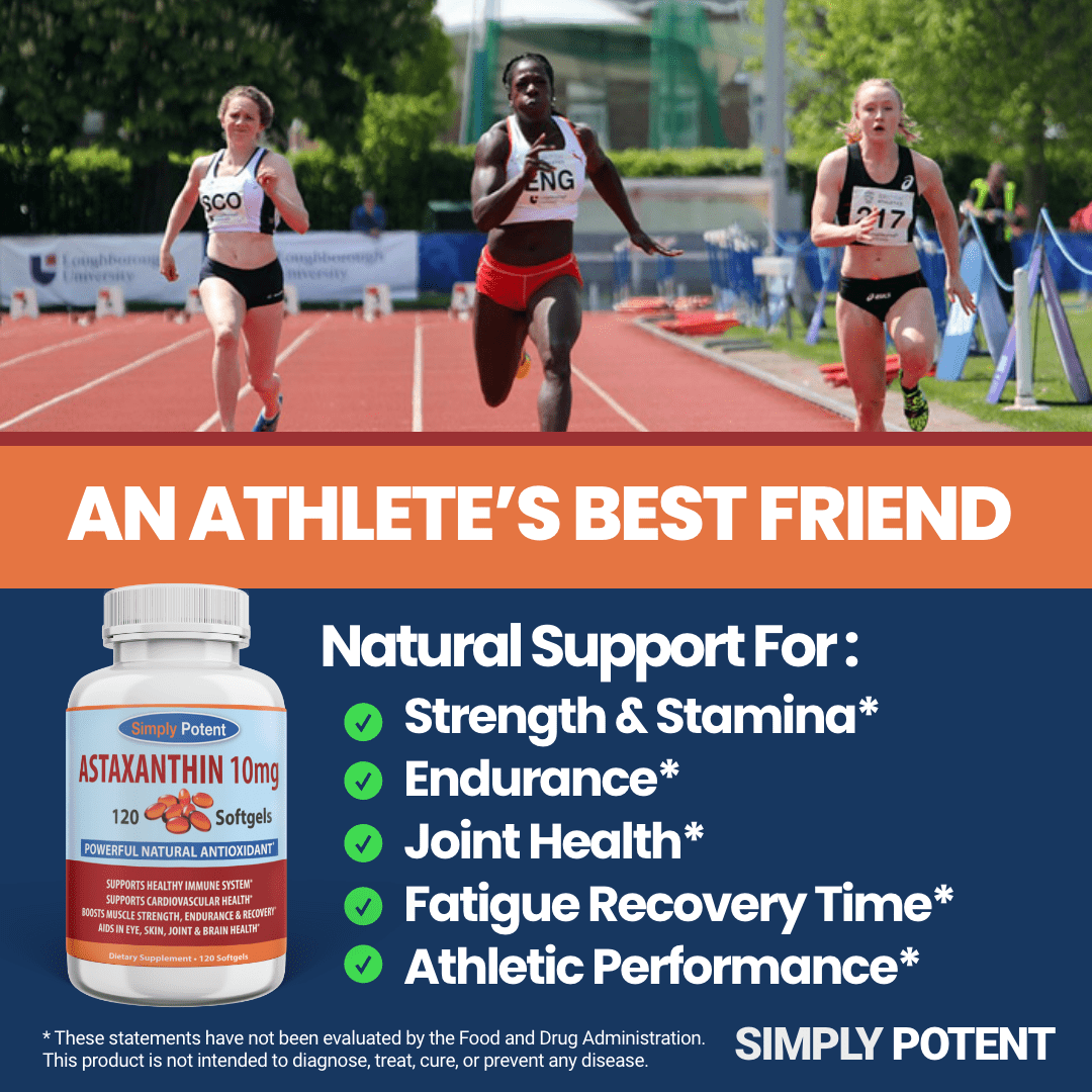 Simply Potent Astaxanthin 10mg Supplement — 120 Softgels (4 Month Supply) | Natural Algae Antioxidant for Eye, Joint, Skin, Heart & Brain Health | Non-GMO, Gluten Free