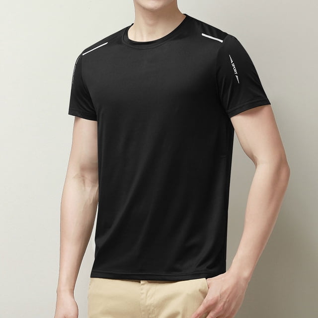 pstuiky camisetas para hombre, Blusas/camisetas casuales de verano para hombre, de color liso y cuello redondo camisas casuales para hombre m