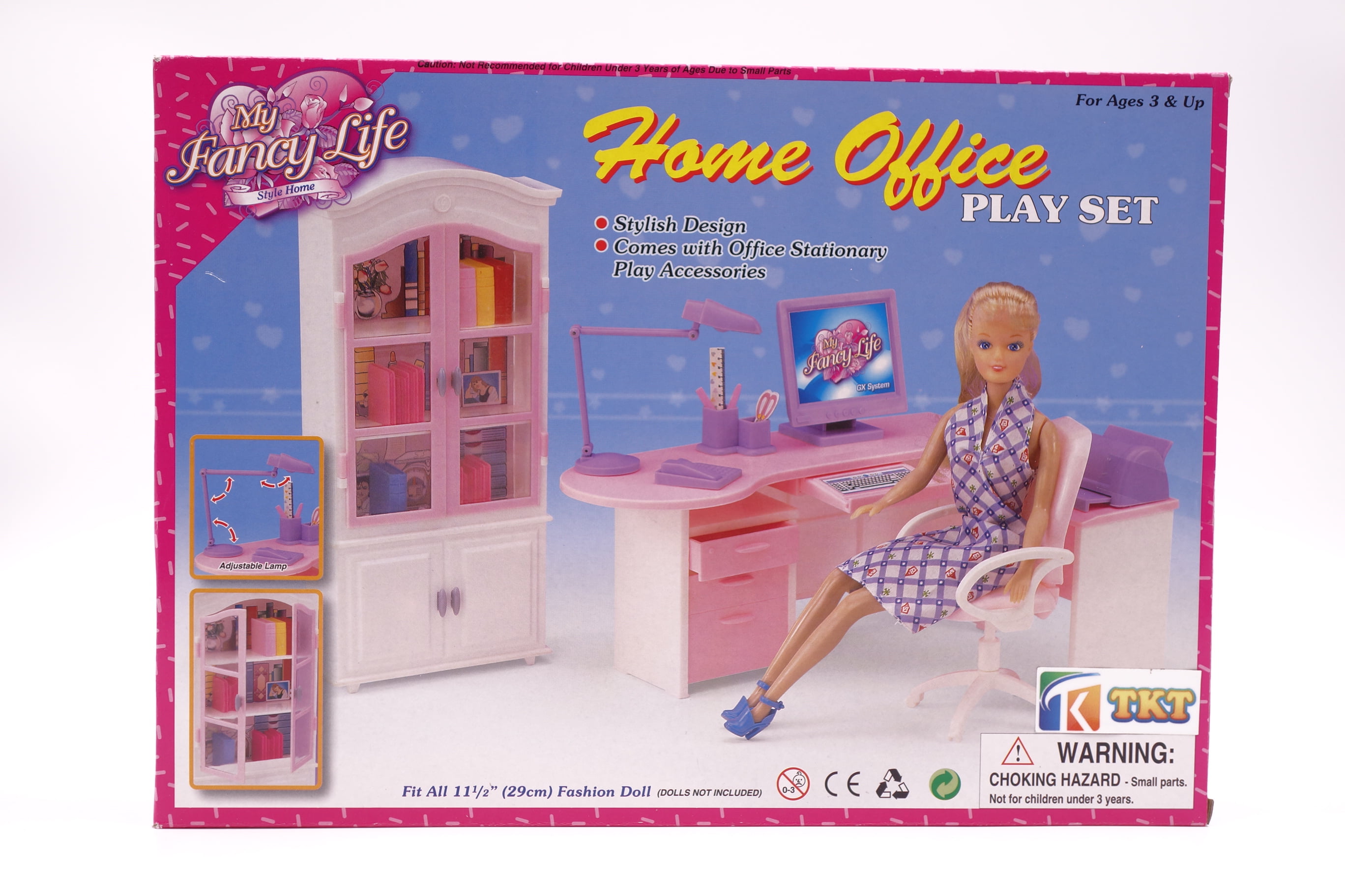 GLORIA DOLLHOUSE SIZE FURNITURE Home Style Office W/ Printer PLAYSET FOR DOLLS 