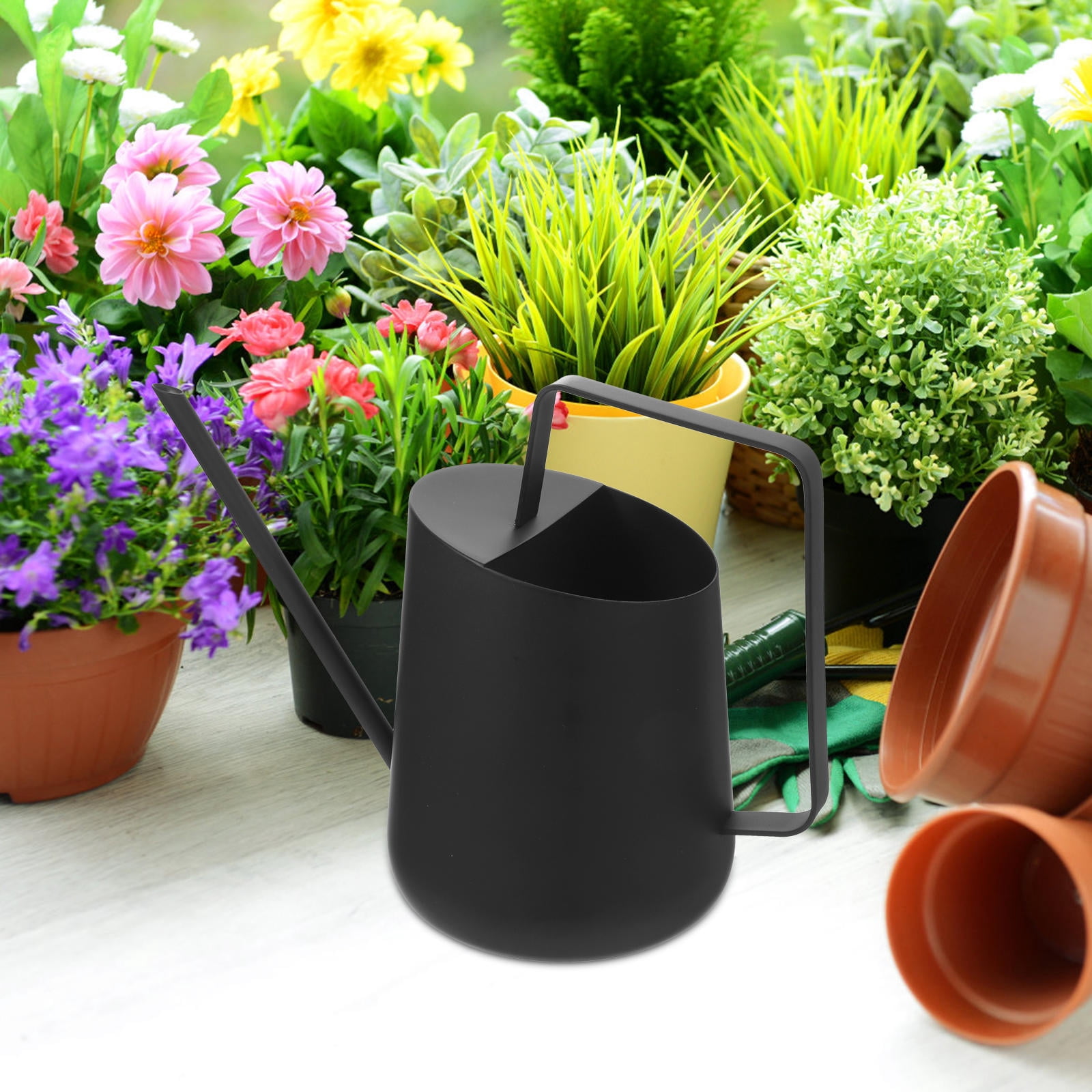 ROMANSENTIAL Durable Plated Silver Gardening Watering Kettle for Plants with Easy Grip Handle