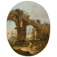 thumbnail image 3 of Francesco Guardi 12x14 Black Modern Framed Museum Art Print Titled - An Architectural Capriccio with Figures by a Ruined Arch, 3 of 5