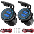 thumbnail image 1 of LAICAIW [2 Pack] 12V USB Outlet, Quick Charge 3.0 Dual USB Power Outlet with Touch Switch, Waterproof 12V/24V Fast Charge USB Charger Socket DIY Kit for Car Boat Marine Bus Truck Golf Cart RV Motorcy, 1 of 7