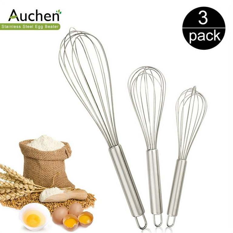 3 Pack Stainless Steel Whisks Wire Whisk Set Kitchen wisks for Cooking,  Blending, Whisking, Beating, Stirring
