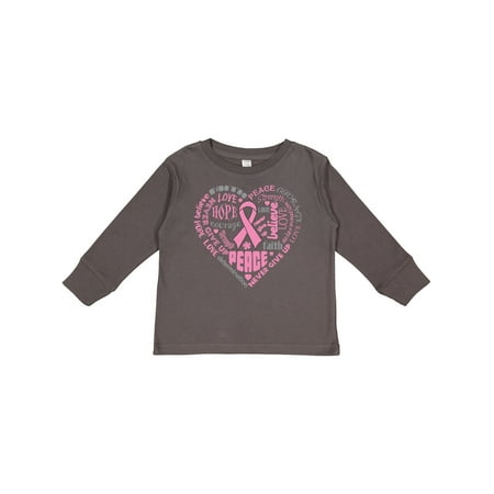 

Inktastic Breast Cancer Awareness Heart Words Gift Toddler Boy or Toddler Girl Long Sleeve T-Shirt