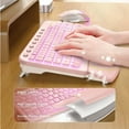 thumbnail image 5 of Wireless Keyboard and Mouse Combo - Ergonomic Wave Rechargeable Keyboard with Soft Leather Wrist Rest, RGB Backlit -Pink, 5 of 7