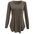thumbnail image 6 of vigerkar Womens Long Length Sleeve Tops Casual Crew Neck T Shirt Pleated Loose Fit Blouses (Dark Gray, XXL), 6 of 7