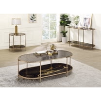 Space-Saving Coffee Table with Black Marble Print and Gold Finished Metal Frame for Living Room