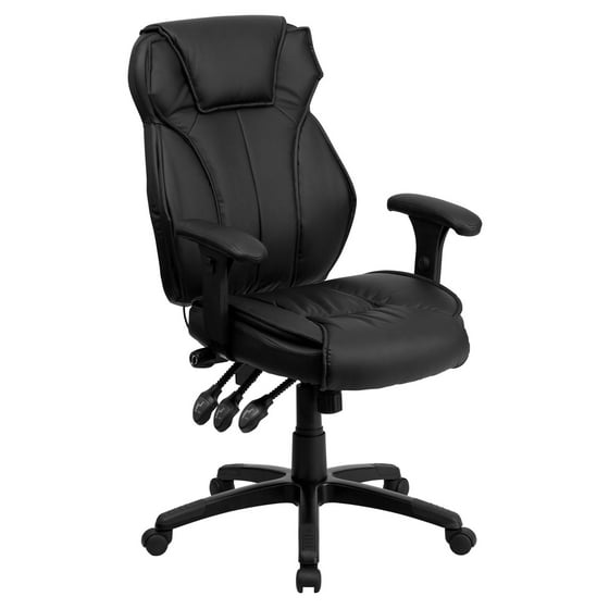Flash Furniture High Back Leather Executive Swivel Office Chair Flash Furniture High Back Leather Executive Swivel Office Chair With Triple Paddle Control And Lumbar Support